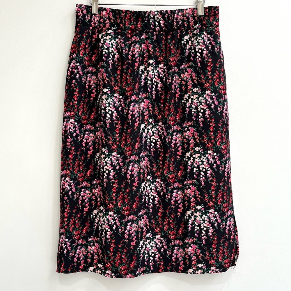 J.Crew BA844 Pull-On Pencil Skirt Pockets Black Pink Floral Small - Picture 2 of 9